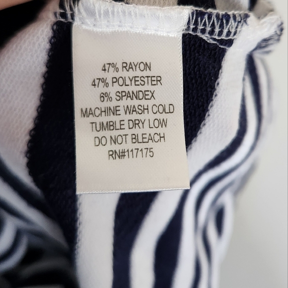 St Tropez Navy White Nautical Stripe Beach Swim Cover-Up Dress Size Large - Picture 8 of 9